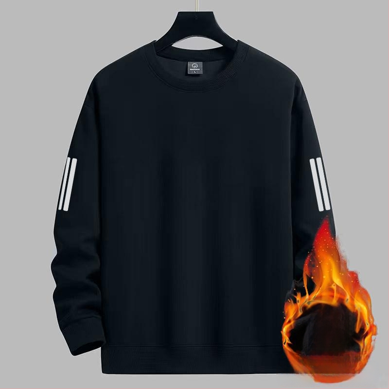 Férfi téli pulóver, laza szabású, kerek nyakú (crewneck), hosszú ujjú, poliészter 96%+