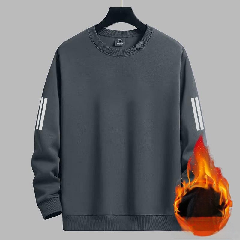 Férfi téli pulóver, laza szabású, kerek nyakú (crewneck), hosszú ujjú, poliészter 96%+