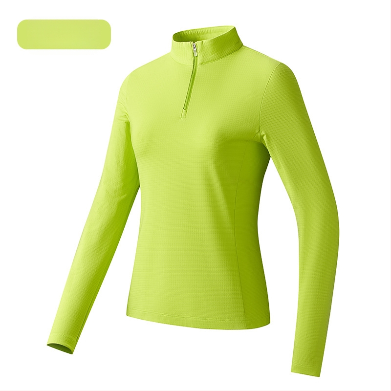 Tricou sport pentru bărbați cu guler înalt, poliester respirabil, mâneci lungi, croială slim fit