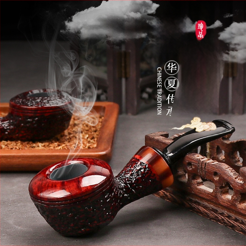 Pīpe – roku darbs no akmens ozolkoka, pārnēsājama, ar gaisa kameru, vecmodīgs stils