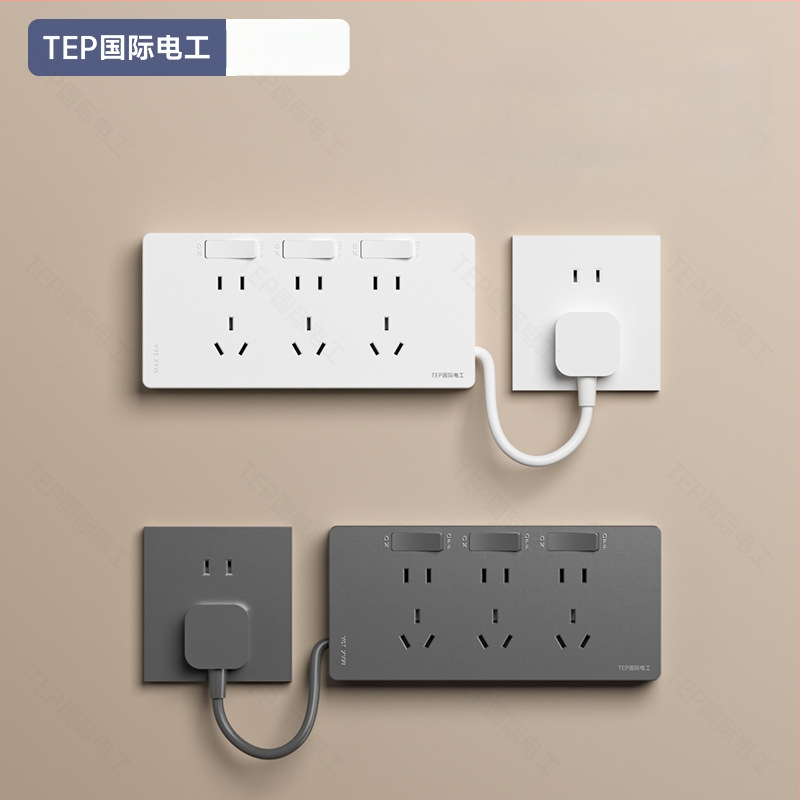 86-tipiska paplašināšanas kontaktligzda ar barošanas vadu, sienas uzstādīšana, 10A, 250V, Tin Phosphor Bronze kontakti