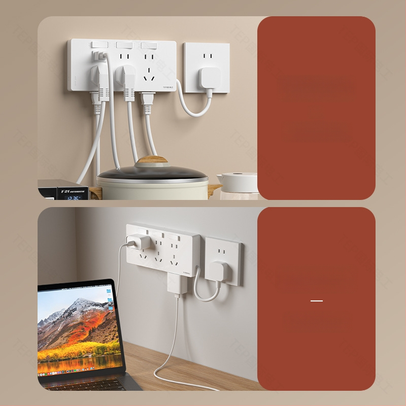 86-tipiska paplašināšanas kontaktligzda ar barošanas vadu, sienas uzstādīšana, 10A, 250V, Tin Phosphor Bronze kontakti