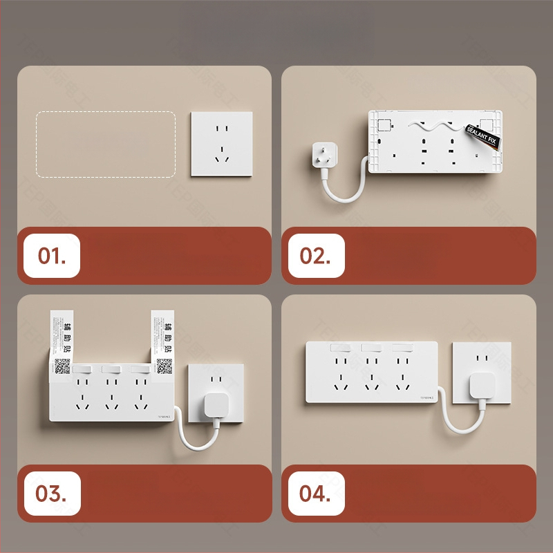 86-tipiska paplašināšanas kontaktligzda ar barošanas vadu, sienas uzstādīšana, 10A, 250V, Tin Phosphor Bronze kontakti