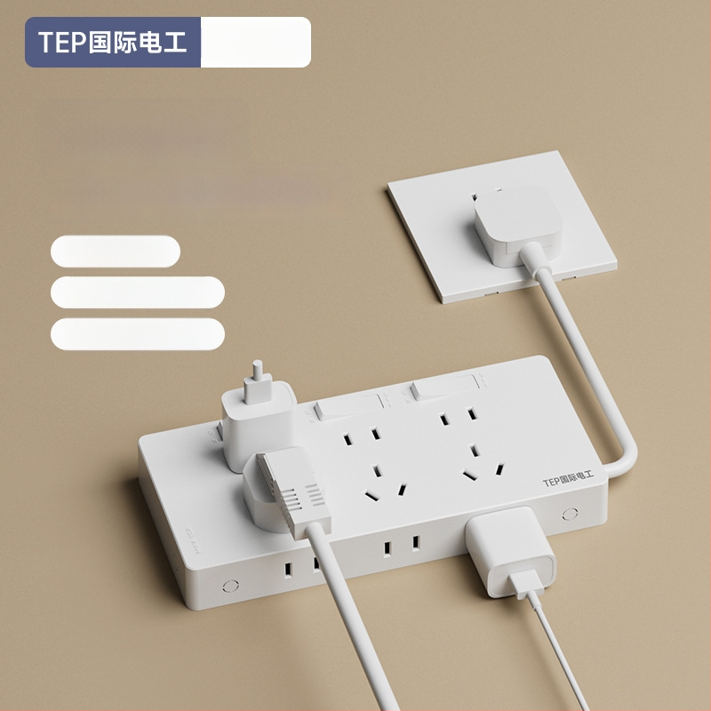 86-tipiska paplašināšanas kontaktligzda ar barošanas vadu, sienas uzstādīšana, 10A, 250V, Tin Phosphor Bronze kontakti