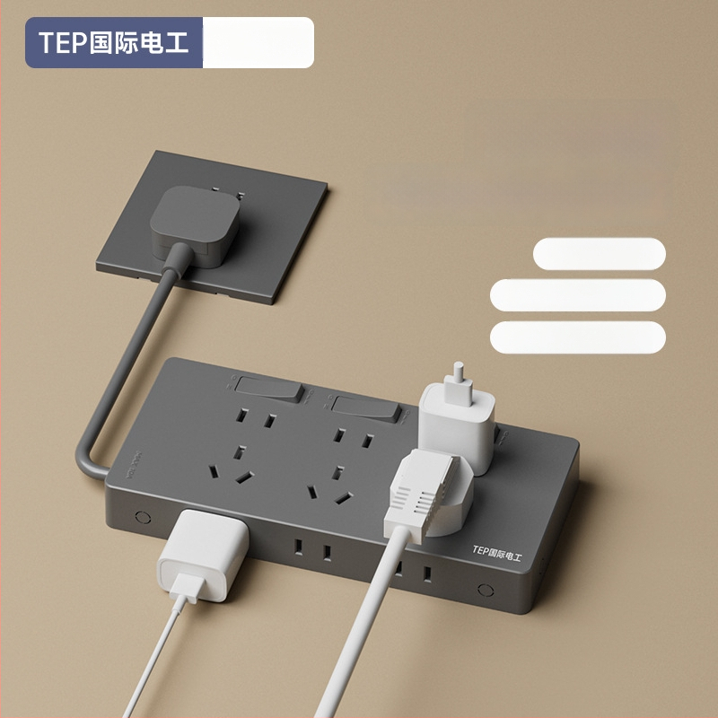 86-tipiska paplašināšanas kontaktligzda ar barošanas vadu, sienas uzstādīšana, 10A, 250V, Tin Phosphor Bronze kontakti
