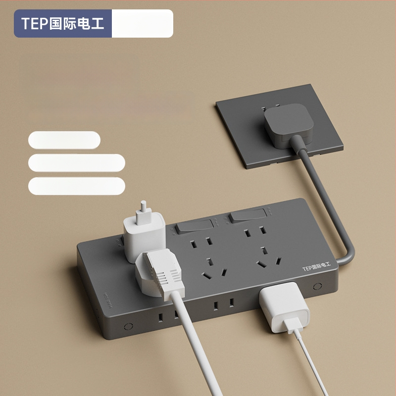 86-tipiska paplašināšanas kontaktligzda ar barošanas vadu, sienas uzstādīšana, 10A, 250V, Tin Phosphor Bronze kontakti