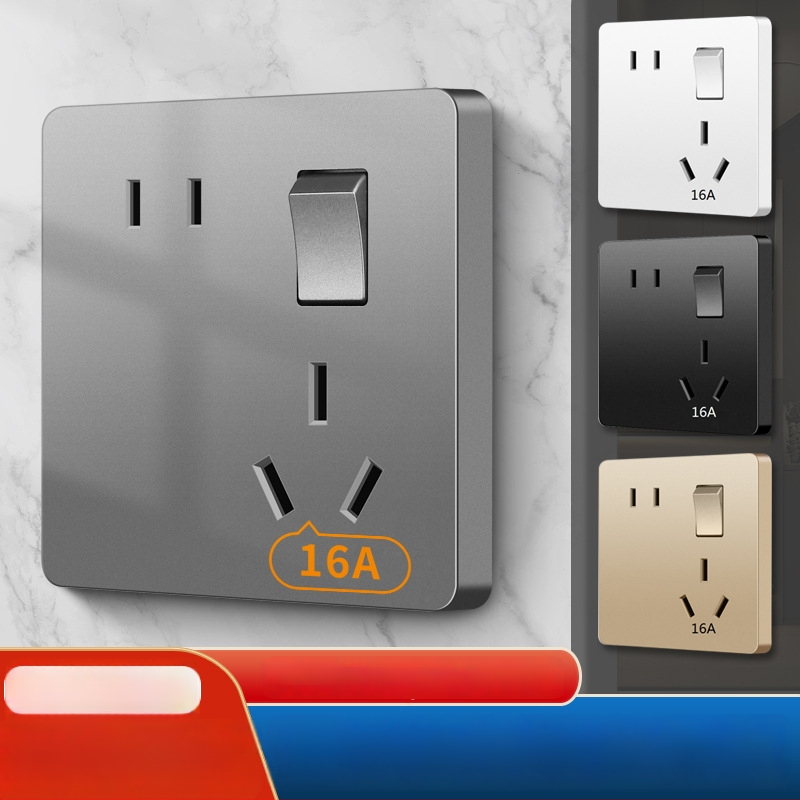 Sienas uzstādāms slēdža un kontaktu paneļa ar vienu vadību, pieci caurumi, 10A, 220-250V AC, fosforbronza kontakti, CCC sertifikāts