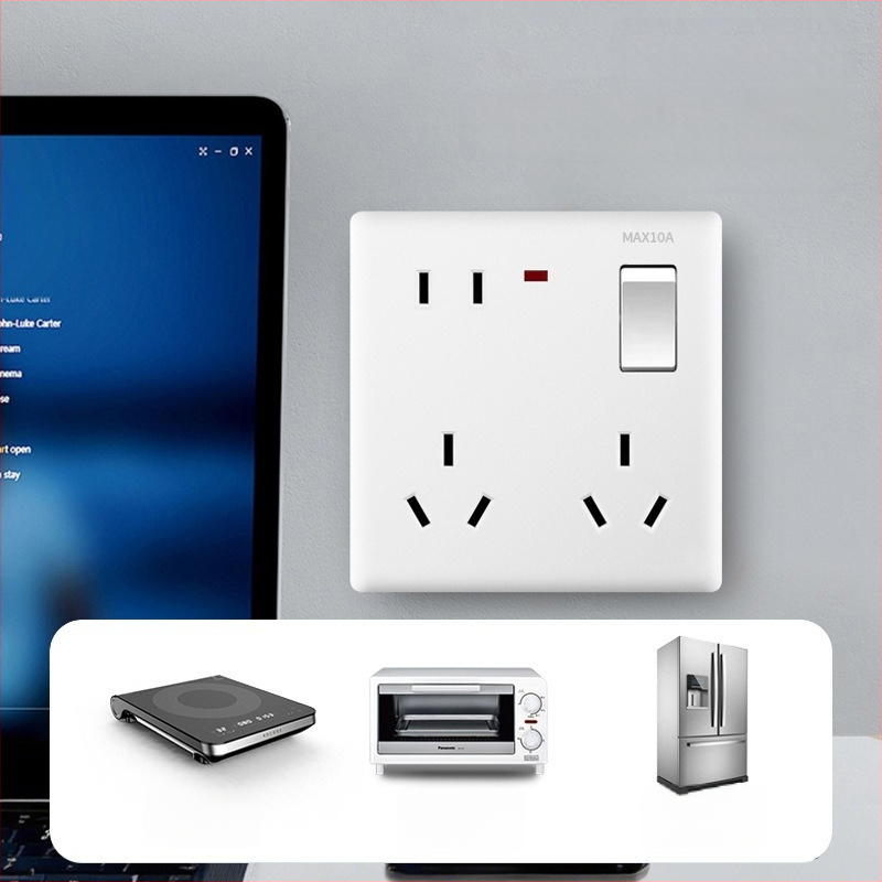 Sienas slēdža kontaktu paneļš, 1 grupas ar 8 atverēm, 86. tips, sienas uzstādīšana, Jaunais nacionālais standards, 10A, AC250V