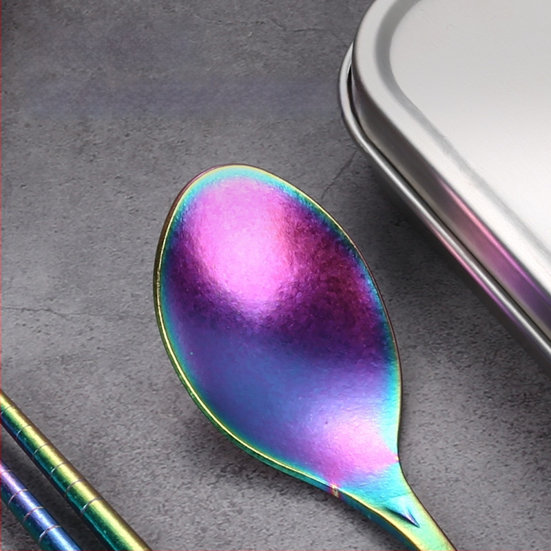 Švarus titano stalo įrankių rinkinys su šaukštu ir lazdelėmis — ultra lengvas, Hemp Wheel poliravimas, minimalistinis stilius