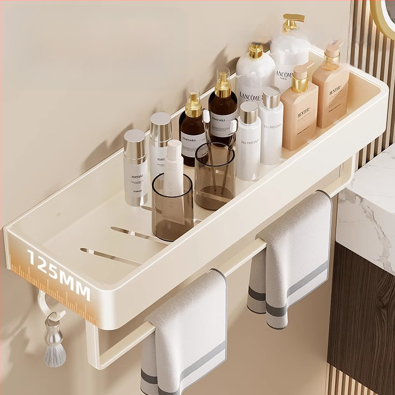 Police na kúpeľňu na uskladnenie – hliníková zliatina, sprejový náter, štvorcový tvar, nosnosť 30 kg, jednovrstvová alebo dvojvrstvová konštrukcia