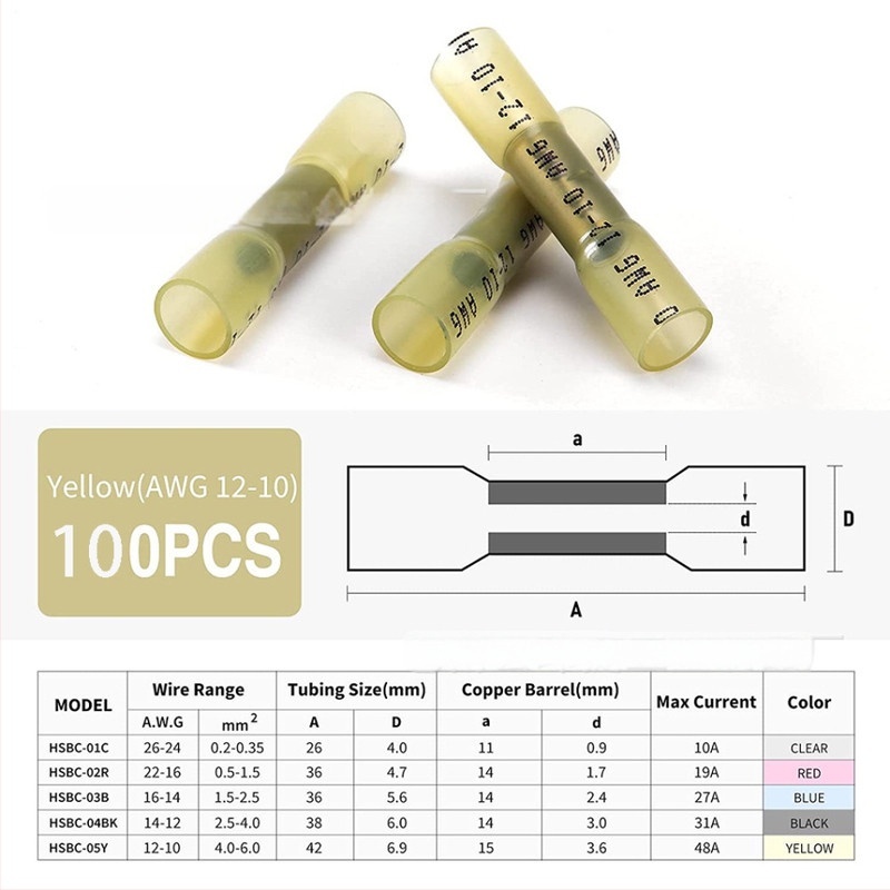 Weijie zīmola siltumizstiepjamais ūdensizturīgais vidējais termināla savienotājs, 1 kodols, PE izolators, automobiļu elektronikai