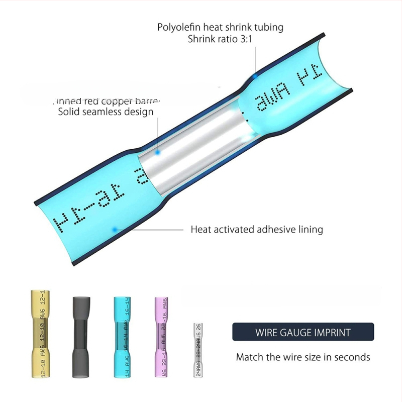 Weijie zīmola siltumizstiepjamais ūdensizturīgais vidējais termināla savienotājs, 1 kodols, PE izolators, automobiļu elektronikai