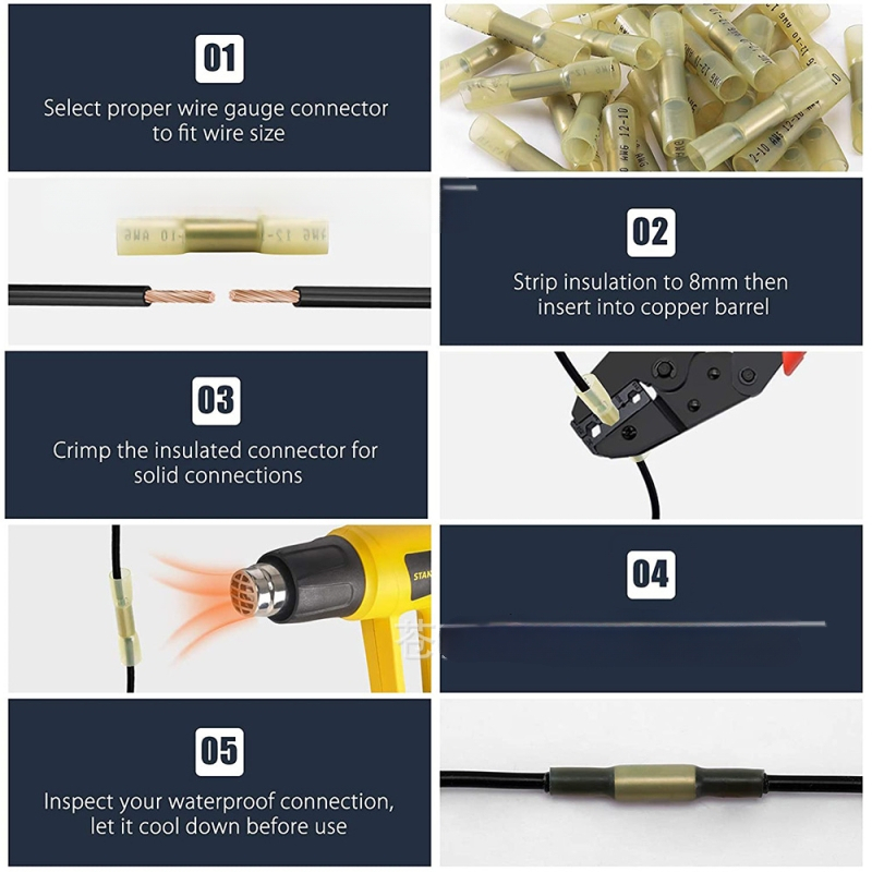 Weijie zīmola siltumizstiepjamais ūdensizturīgais vidējais termināla savienotājs, 1 kodols, PE izolators, automobiļu elektronikai