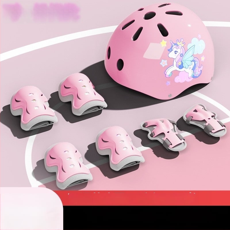 Bērnu riteņslidošanas aizsargu komplekts ar velosipēdu ķiveri (EPS; bērni; neitrāls dzimums; velosipēdu ķivere)