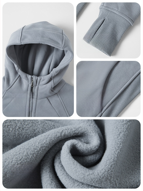 Moteriška sportinė striukė su gobtuvu žiemai – tankus medvilnės mišinio audinys, stovinti apykaklė, ilgos rankovės DJ028