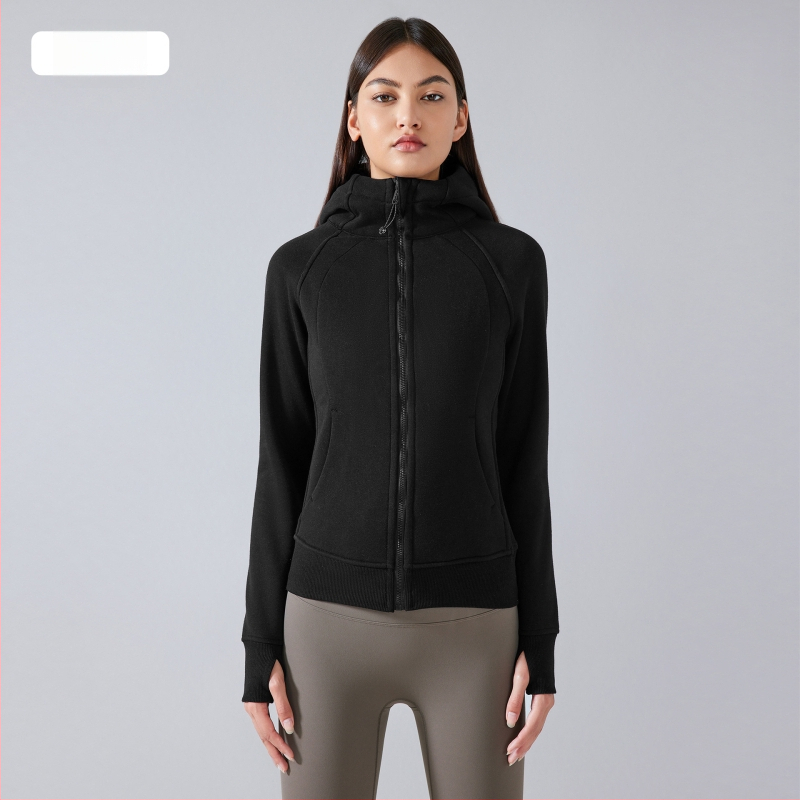 Moteriška sportinė striukė su gobtuvu žiemai – tankus medvilnės mišinio audinys, stovinti apykaklė, ilgos rankovės DJ028