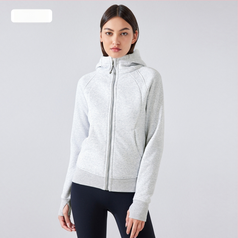 Moteriška sportinė striukė su gobtuvu žiemai – tankus medvilnės mišinio audinys, stovinti apykaklė, ilgos rankovės DJ028