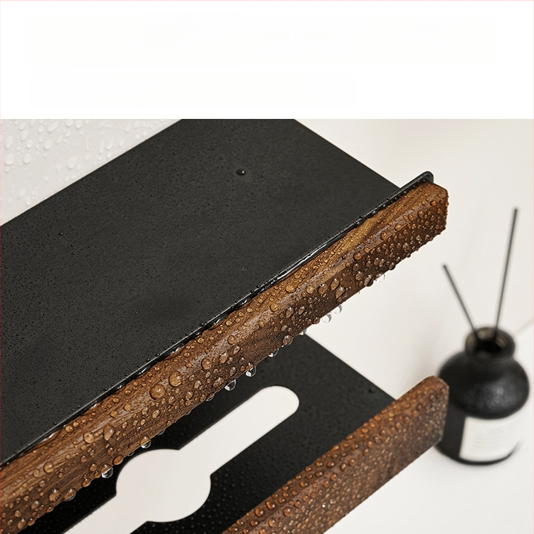 Dantų šepetėlių laikiklis, sieninis montavimas be gręžimo, Space aliuminis + kietas medis, su burnos skalavimo puodelio laikikliu ir popierinių rankšluosčių laikikliu, prekė Darxinee