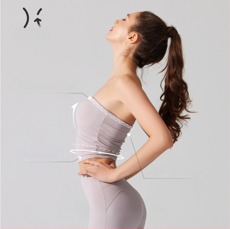 Be rankovių vamzdelinis viršus su pilnomis kaušelėmis, antibakterinis nude audinys, tinkamas bėgiojimui ir fitnesui, ploni formuojantys puodeliai