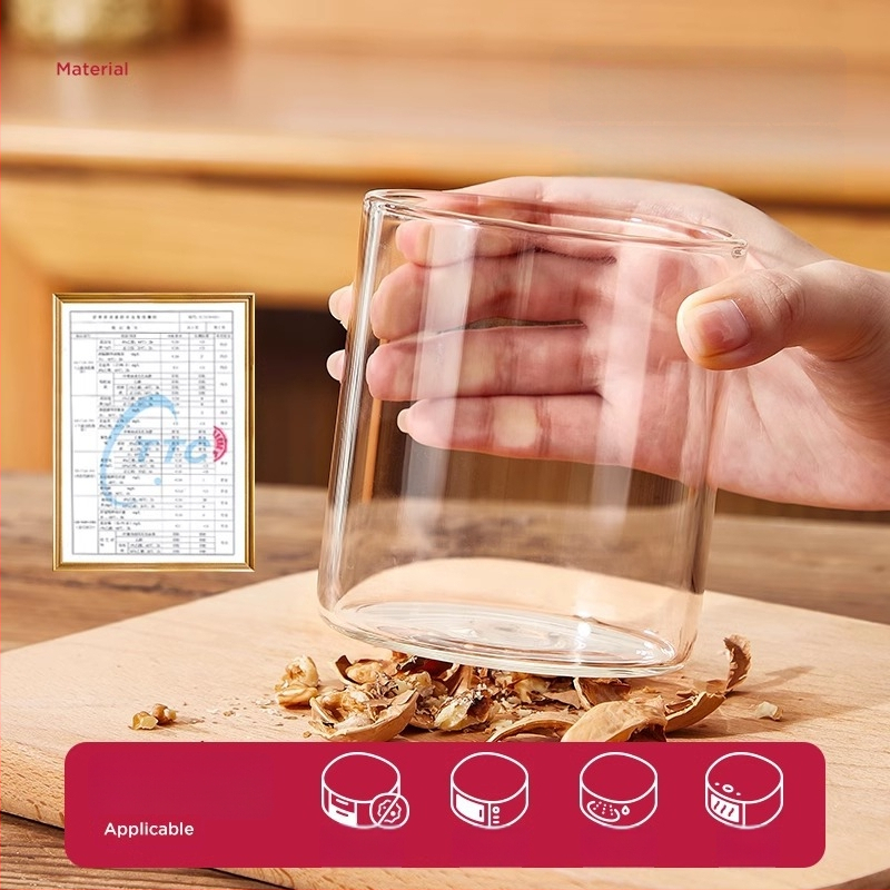 Aukštos borosilikatinio stiklo cilindrinė sriubos laikymo dėžutė su spaustu logotipu ir pritaikymu