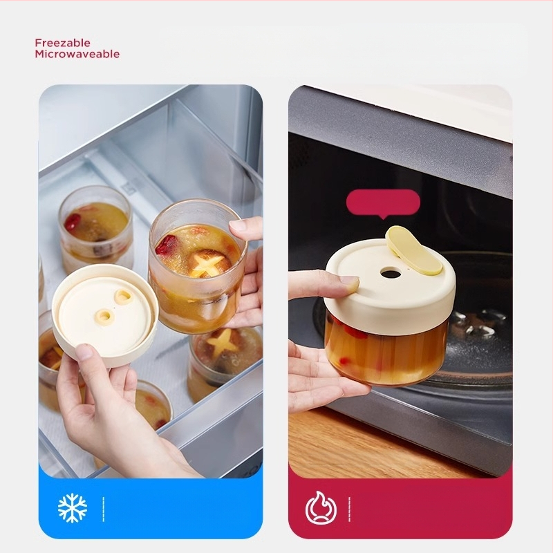 Aukštos borosilikatinio stiklo cilindrinė sriubos laikymo dėžutė su spaustu logotipu ir pritaikymu