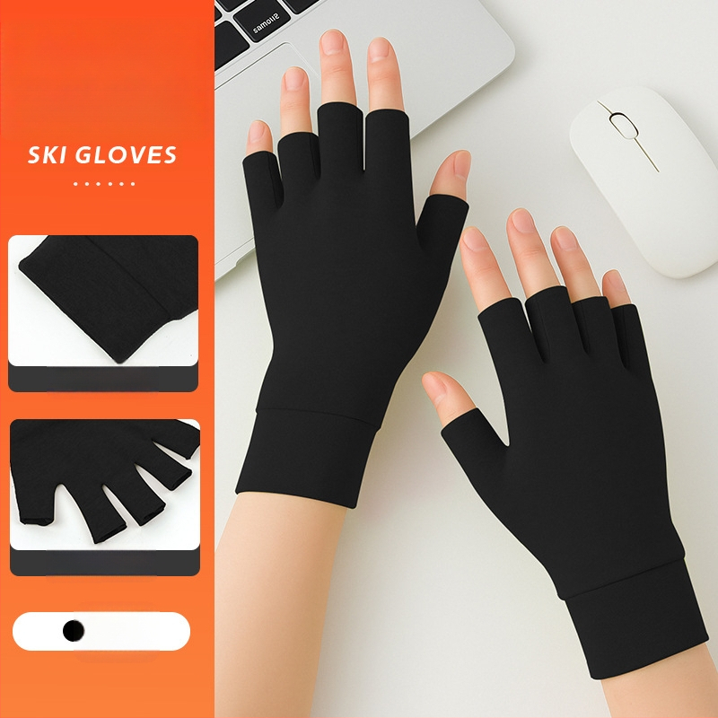 Flīsa velosipēdu cimdi, īsi pirksti, vidēja biezuma, unisex, sportam un braukšanai ar velosipēdu