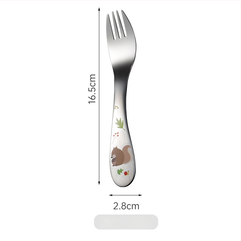 Vaikų stalo įrankių rinkinys (peilis, šakutė ir šaukštas) — 304 nerūdijantis plienas, karikatūrinis raštas, veidrodinis poliravimas, tinkamas vaikams