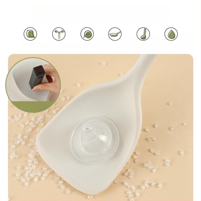 Silicone spatulų rinkinys su medine rankena, atsparus aukštai temperatūrai, nelimpan