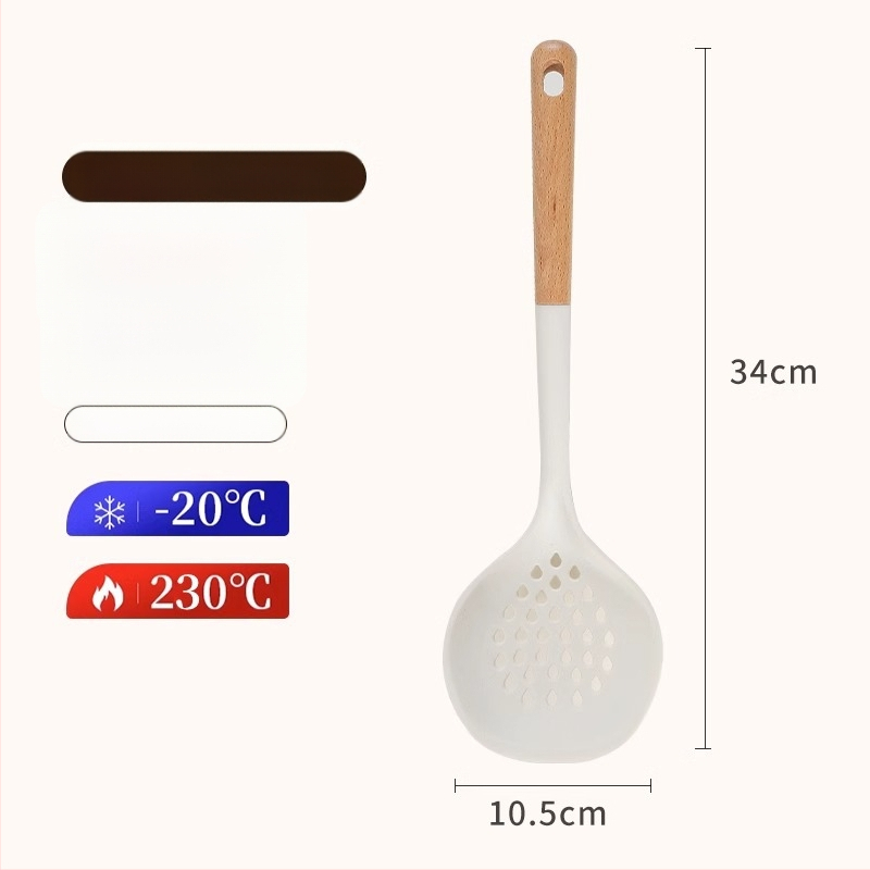 Silicone spatulų rinkinys su medine rankena, atsparus aukštai temperatūrai, nelimpan