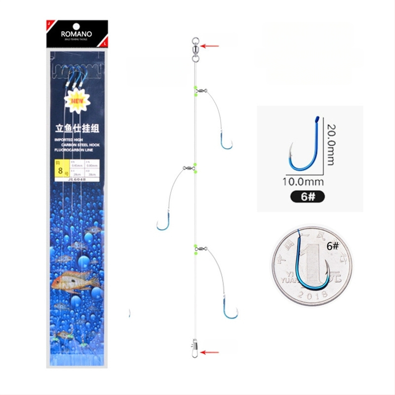 Romano āķis ar auklu Nr. 6, jūras makšķerēšana no laivas