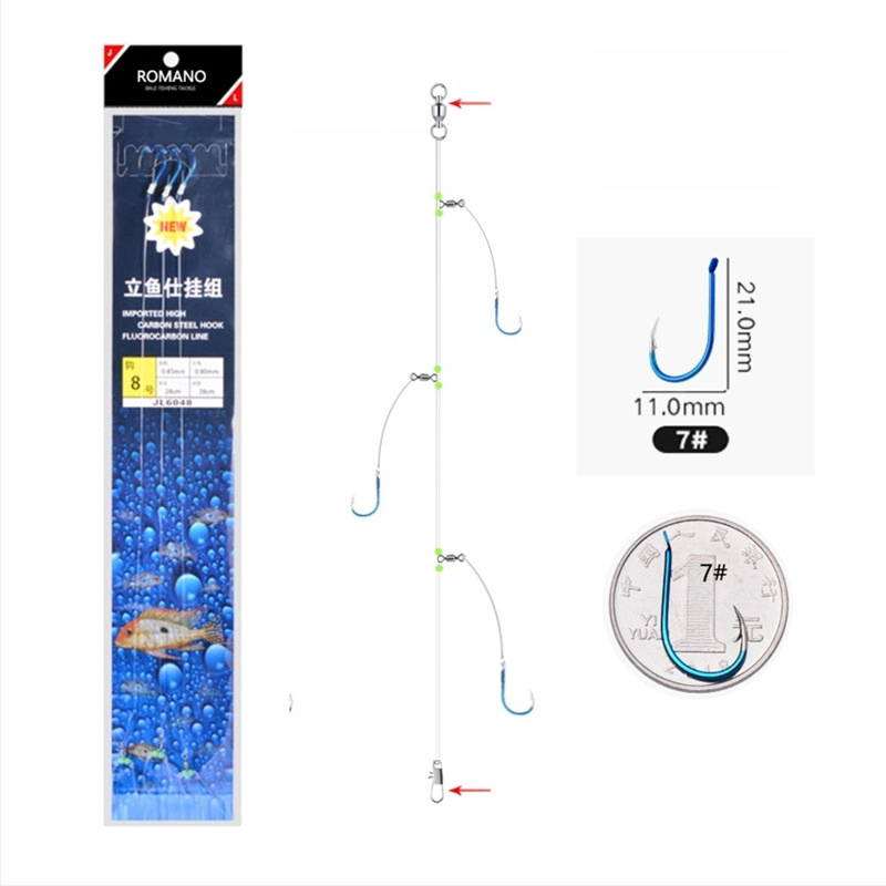 Romano āķis ar auklu Nr. 6, jūras makšķerēšana no laivas