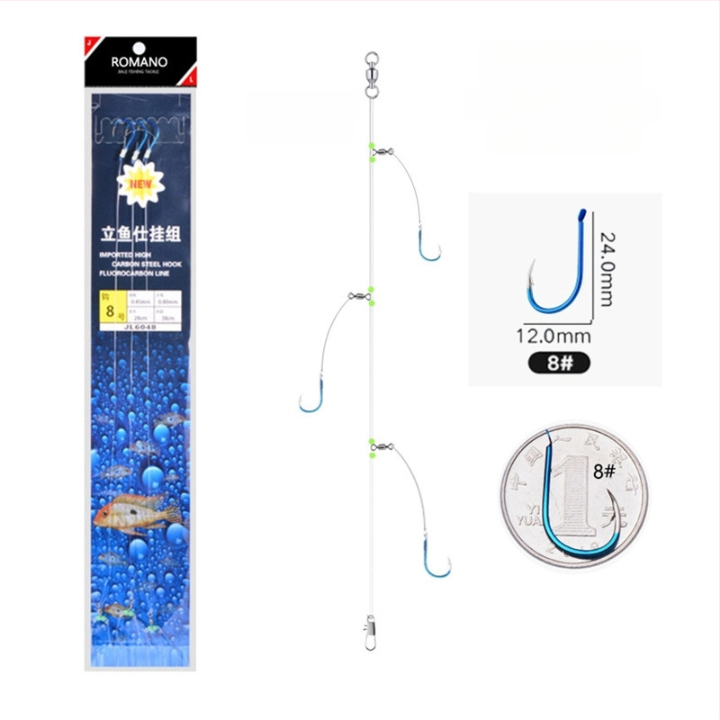 Romano āķis ar auklu Nr. 6, jūras makšķerēšana no laivas