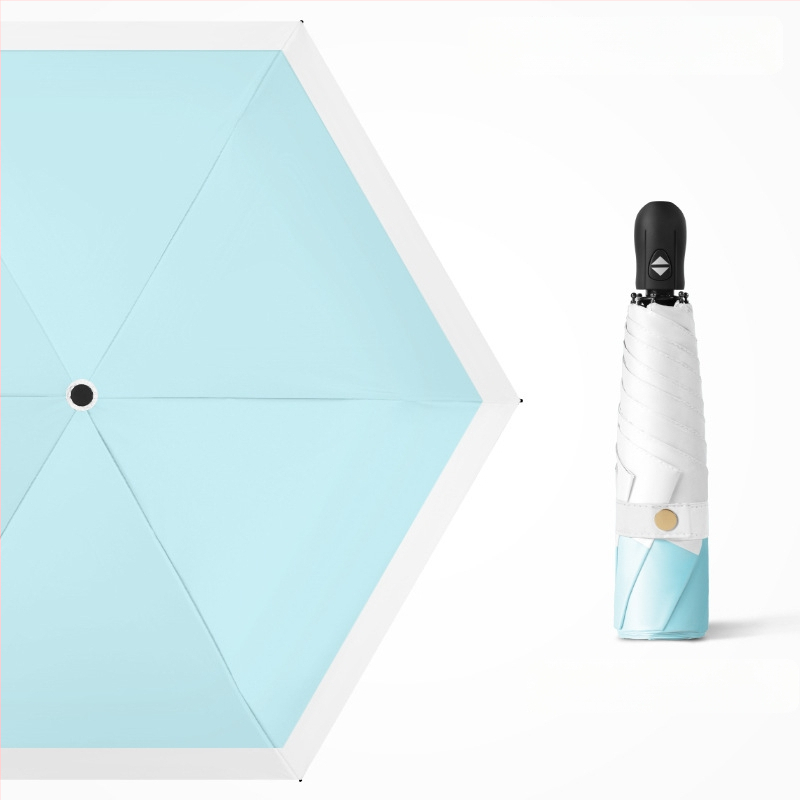 Ultra lengvas sulankstomas skėtis su automatinio atidarymo, pusautomatinio uždarymo, 6 rėmo dalių lydinio rėmas, plieninis kotas, 30D ultra plonas lipdytas audinys