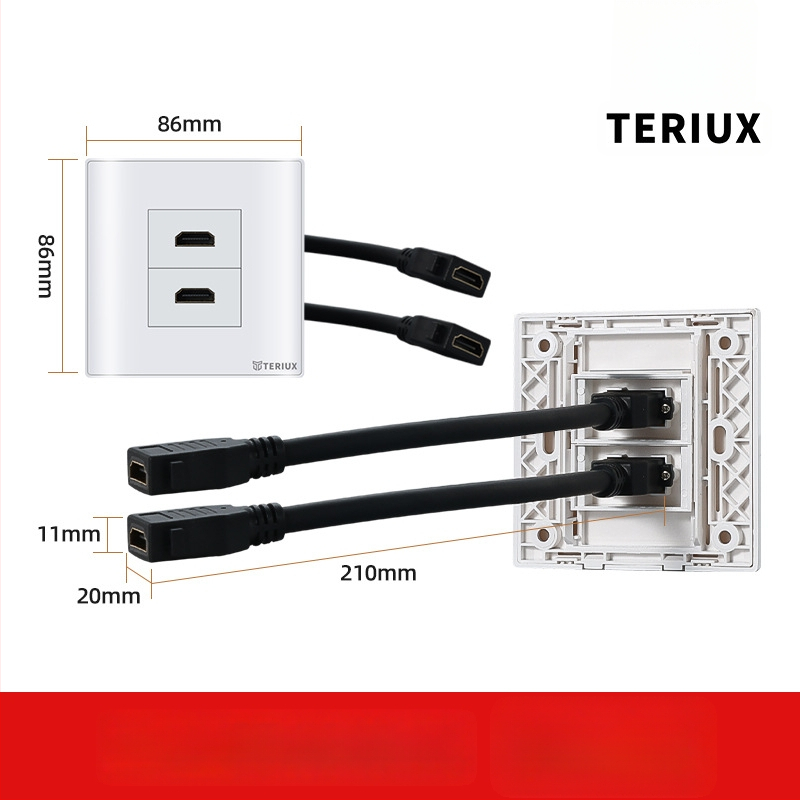 HDMI ligzda tipa 86 sienas uzstādīšanai, 4K HDMI, divportu