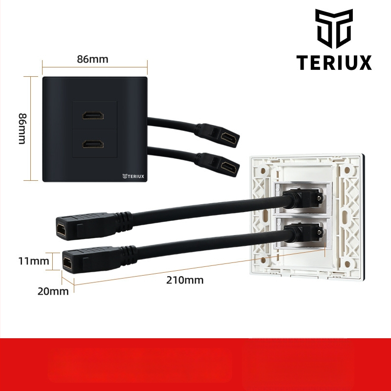 HDMI ligzda tipa 86 sienas uzstādīšanai, 4K HDMI, divportu