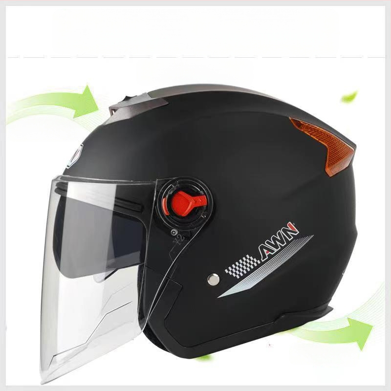 AWN 3/4 šalmas su dvigubomis vizierėmis, ABS medžiaga, 3C sertifikatas, visų sezonų naudojimui, skirtas elektrinėms transporto priemonėms ir kasdieniams važiavimams