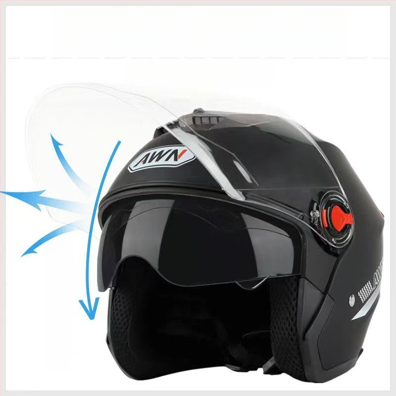 AWN 3/4 šalmas su dvigubomis vizierėmis, ABS medžiaga, 3C sertifikatas, visų sezonų naudojimui, skirtas elektrinėms transporto priemonėms ir kasdieniams važiavimams