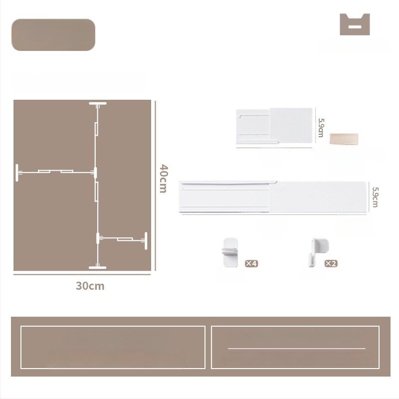 Plastikust köögikasti organiseerija teleskoopilise jaoturiga, jaapani stiil, seina imemisega paigaldus, 1 kiht, Mai Qi kaubamärk