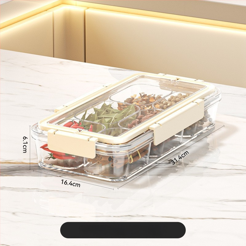 Prieskonių laikymo dėžutė, atspari drėgmei ir uždarinta, maisto kokybės, kvadratinė forma, talpa 2,1–3 L