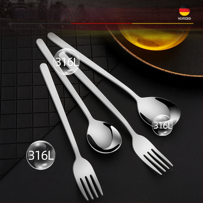 316 nerūdijančio plieno šaukštelio ir šakutės rinkinys, korėjiečio stiliaus, veidrodinis poliravimas, šiuolaikinis minimalistinis dizainas