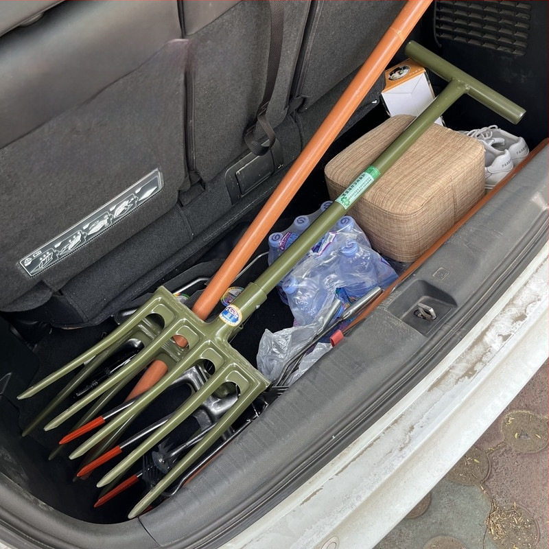 Plieninė dvigalė šakutė gilų dirvos purtymui, rankinis valdymas, mangano plienas, žemės ūkis