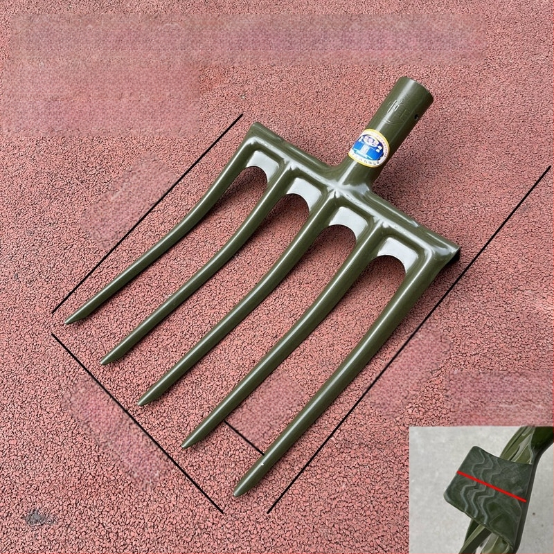 Plieninė dvigalė šakutė gilų dirvos purtymui, rankinis valdymas, mangano plienas, žemės ūkis