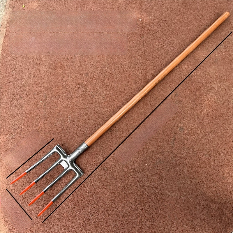 Plieninė dvigalė šakutė gilų dirvos purtymui, rankinis valdymas, mangano plienas, žemės ūkis