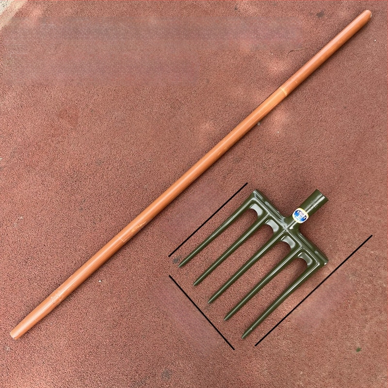 Plieninė dvigalė šakutė gilų dirvos purtymui, rankinis valdymas, mangano plienas, žemės ūkis