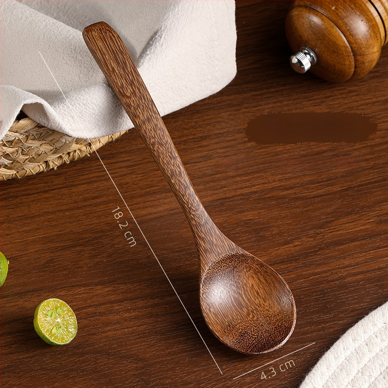 Medinis šaukštas su ilgu kotu, maisto kokybės medis, be lakavimo, atsparus aukštoms temperatūroms