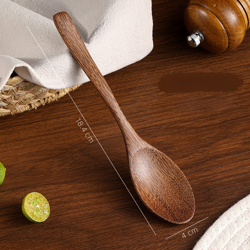 Medinis šaukštas su ilgu kotu, maisto kokybės medis, be lakavimo, atsparus aukštoms temperatūroms