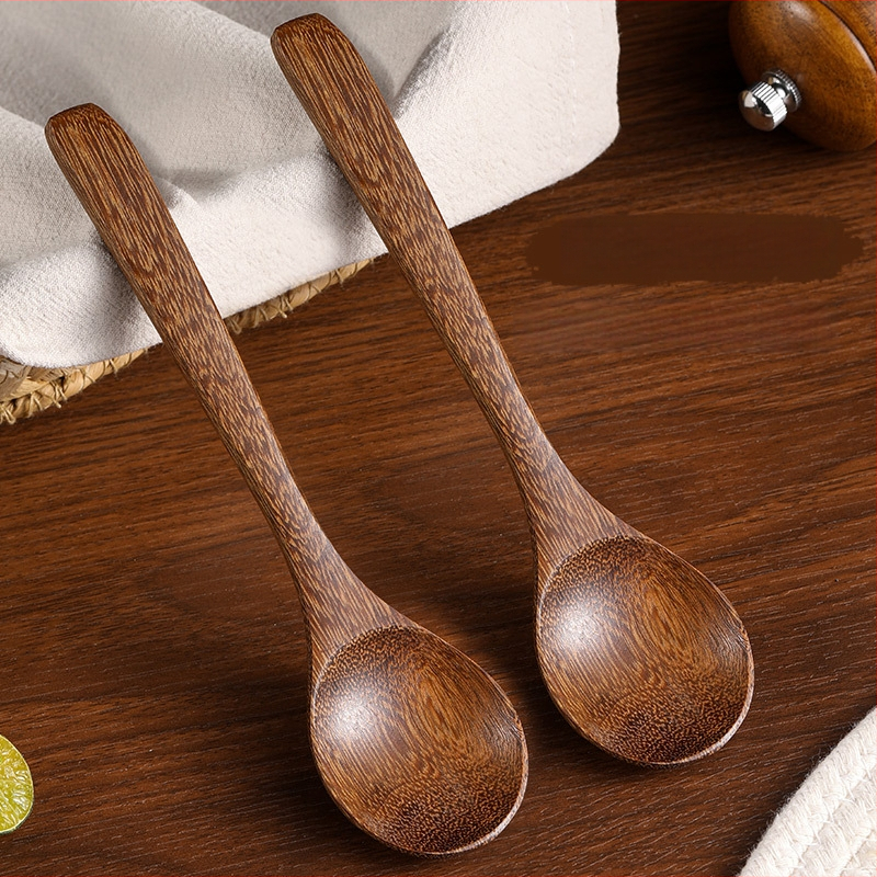 Medinis šaukštas su ilgu kotu, maisto kokybės medis, be lakavimo, atsparus aukštoms temperatūroms