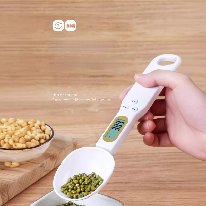 Cântar electric de bucătărie cu măsurare precisă în grame și lingură de măsurare, ABS