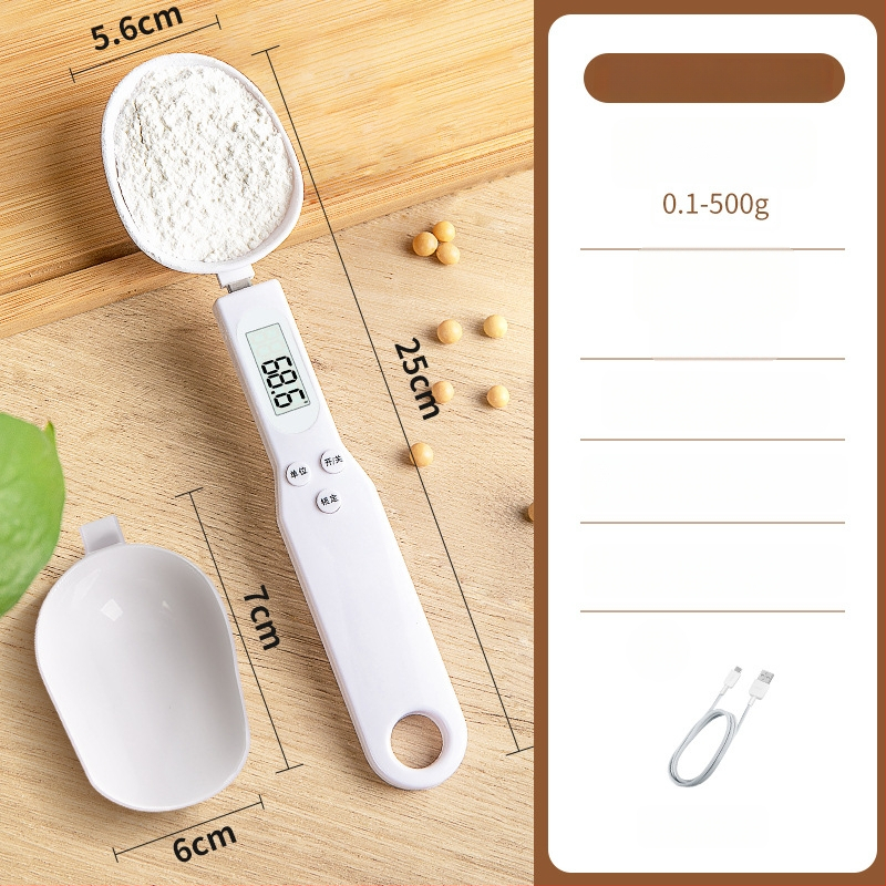 Cântar electric de bucătărie cu măsurare precisă în grame și lingură de măsurare, ABS