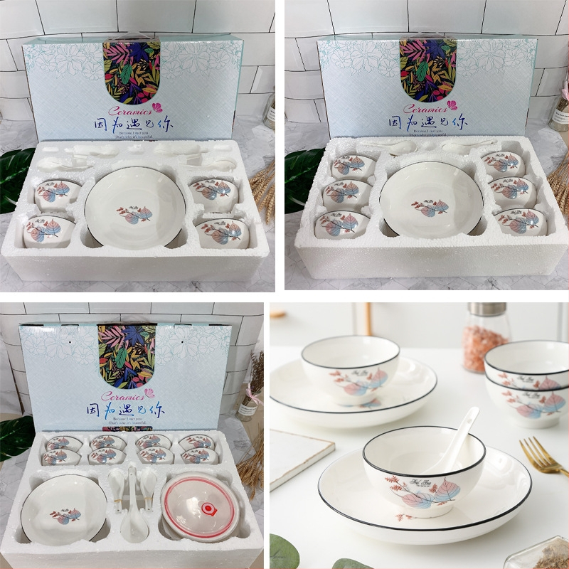 Sada riadu: misky a taniere, porcelán, podglazúrna plocha, prúžkovaný vzor, potlač loga